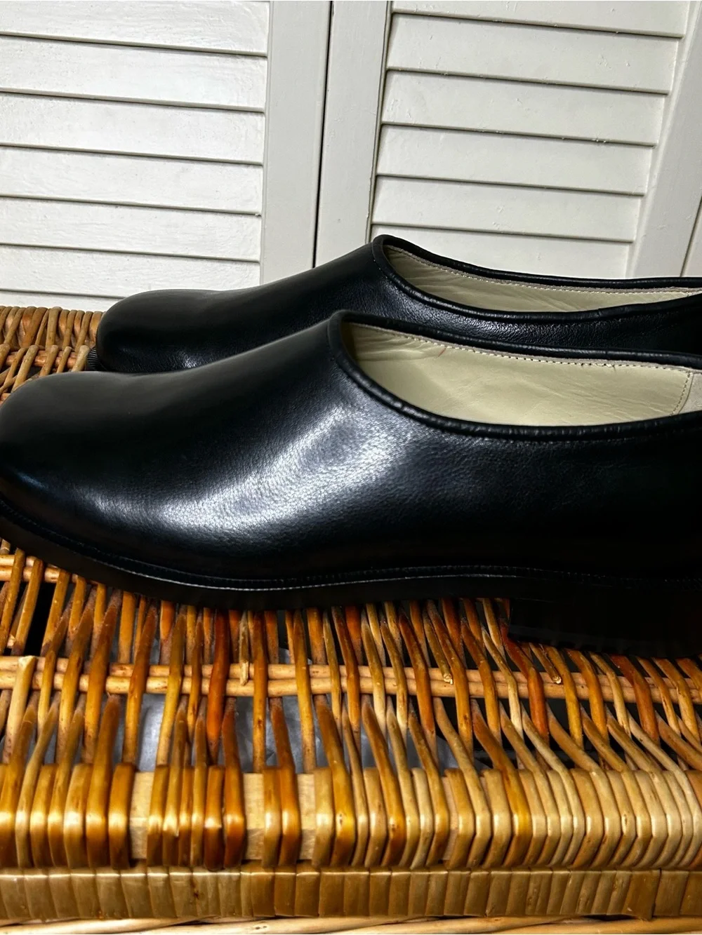 LEMAIRE Anatomic Slip on in Leather Loafers In Shiny Black Men’s 42